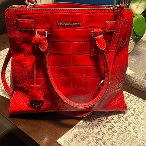 Authentic Deep Red Michael kors snake print medium bag